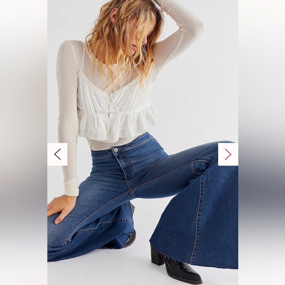 18. FREE PEOPLE | Just Float On Flare Jeans in Jericho Blue - Picture 2 of 5